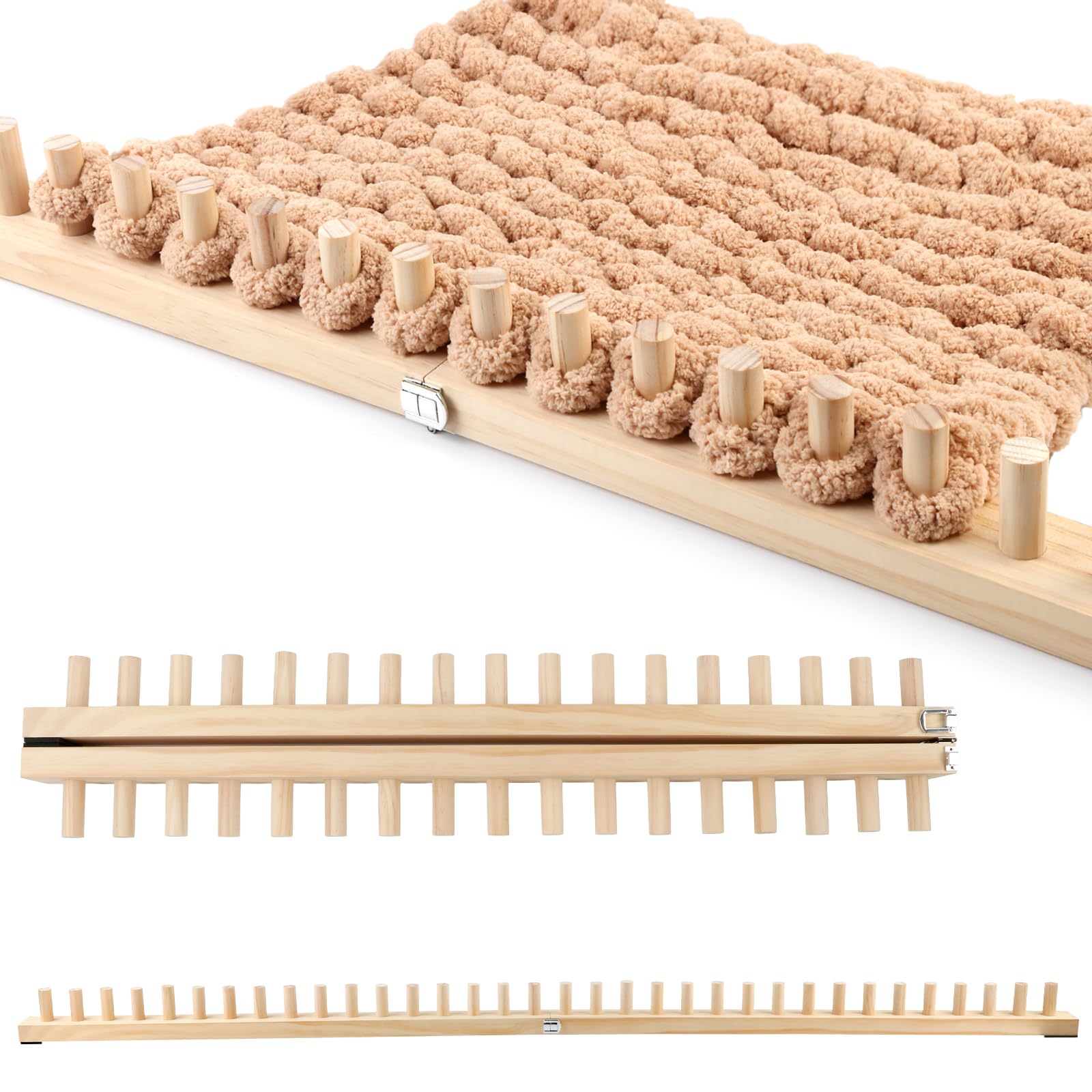 JOQQO Extra Large Knitting Loom Board (60 Inch) - Foldable Frame with Lock (Prevents Sagging) - Read