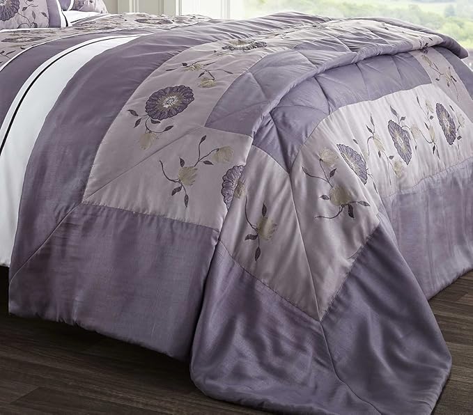Floral Mauve Luxury Decorative Quilted Bed Throwover 200 x 230cm NEW