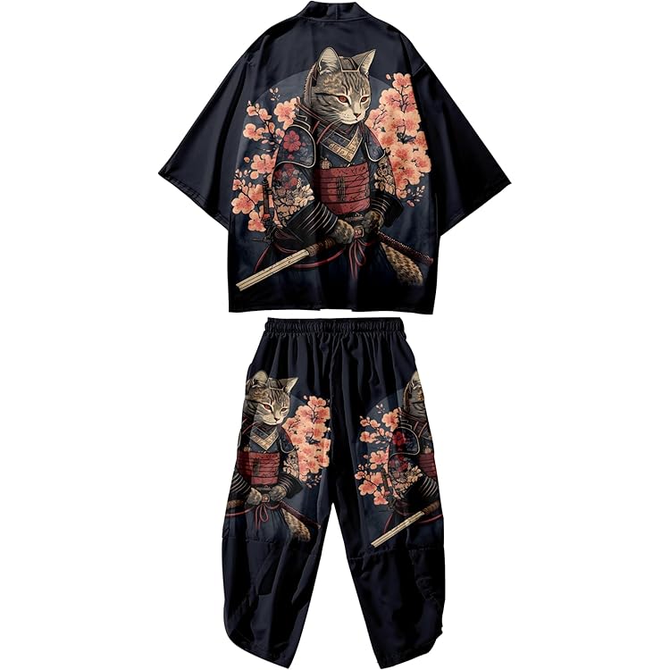 Amazon.com: DOSLAVIDA Men's Japanese Kimono Jacket Set Stylish