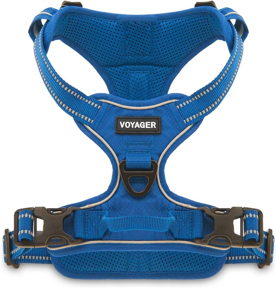 Voyager Dog Harness Dual Leash Attachment No-Pull Control Adjustable Soft but Strong Pet Harness for Medium and Large Dogs with 3M Reflective Technology