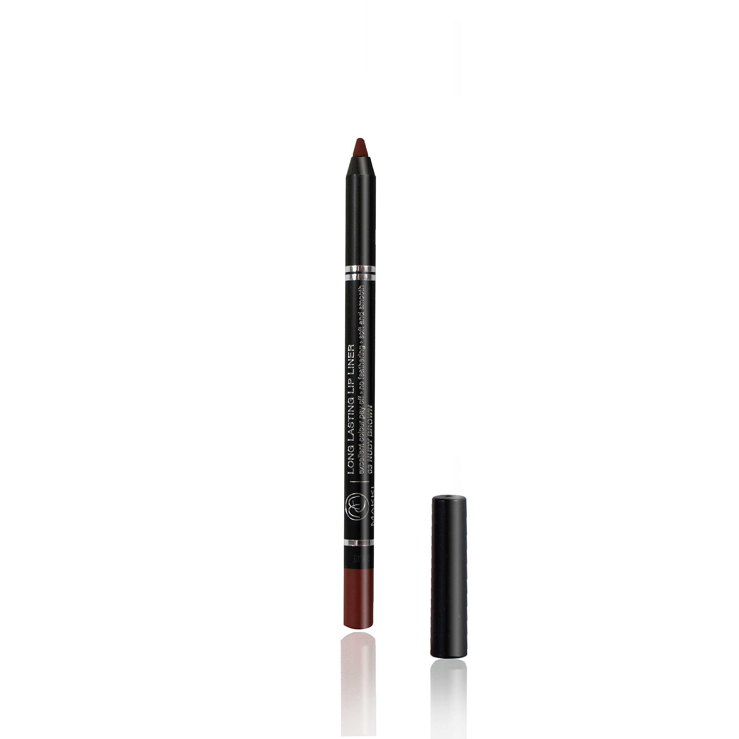 Nudy Brown Makki Long Lasting Lip Liner glide pencil intense colour creamy no feathering smooth glide with a very unique texture, long lasting, excellent coverage