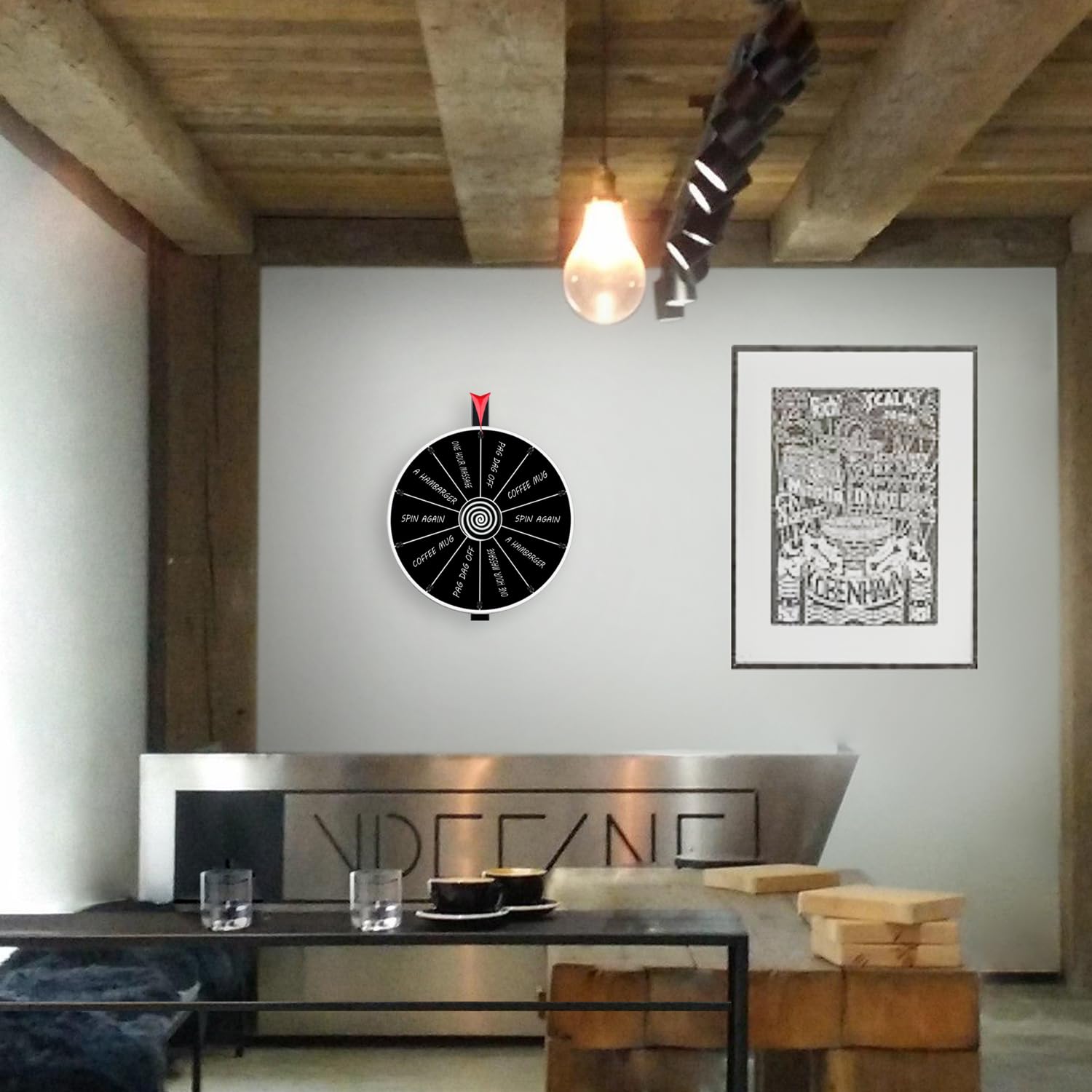 Pionites 12 Inch 10 Slots Prize Wheel Tabletop or Wall Mount Fortune Spin with Dry Erase Marker and Eraser for Engaging Home Parties, Trade Show, Carnival Events (12'' Black) - view 2