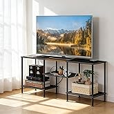OYEAL Black Bedroom TV Stand with Power Outlets up to 50 inch TV, Small Entertainment Center Stand with Storage Modern Media TV Console Table for Living Room Bedroom