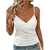 SOLY HUX Women's Wrap V Neck Camisole Top Ruched Spaghetti Strap Going Out Tops
