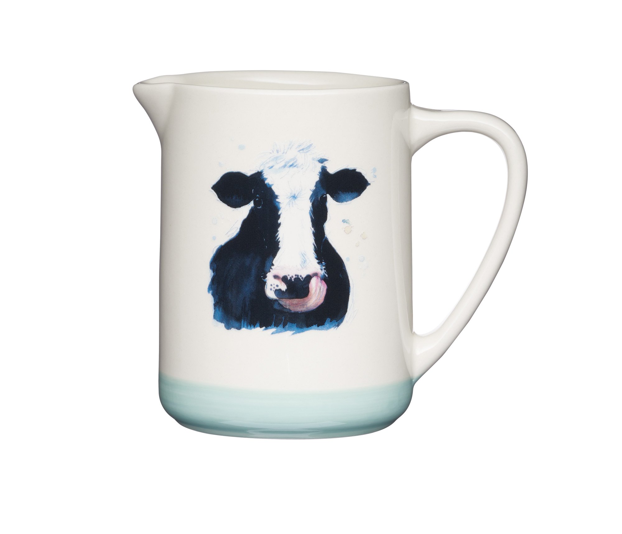 KitchenCraft Apple Farm Hand-Finished Ceramic 'Cora Cow' Milk Jug, 5 ml (17.5 fl oz) - Cream/Green