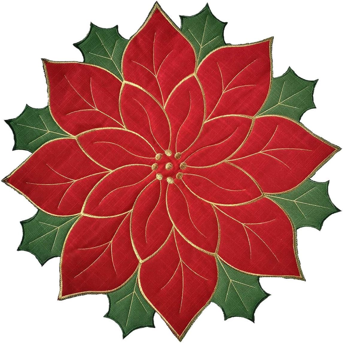 Tree Stands - Halo Christmas Tree Stand Mat/Pat - 28inch Quilted & Embroidered Poinsettia for Protection Floor & Decorations Holiday Red/Green