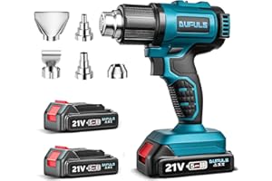 Dufuls Cordless Heat Gun for Makita 18V Battery, Hot Air Gun Kit w/ 2Pcs Battery, Portable 5 Nozzle, Max 1022°F Heat Gun for Crafts, Shrink Tubing, Vinyl Wrap, Paint Removal