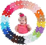 ZTMY 40Pcs Baby Hair Clips 2 in Grosgrain Ribbon Bows 20 Colors Alligator Clips view 1