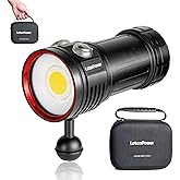 LetonPower Diving Flashlight, L12 8000Lumens Dive Light,100m Underwater Video Light, Scuba Dive Lights, Underwater Flashlight with Type-C Charging for Professional Under Water Sports