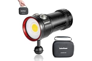 LetonPower Diving Flashlight, L12 8000Lumens Dive Light,100m Underwater Video Light, Scuba Dive Lights, Underwater Flashlight with Type-C Charging for Professional Under Water Sports