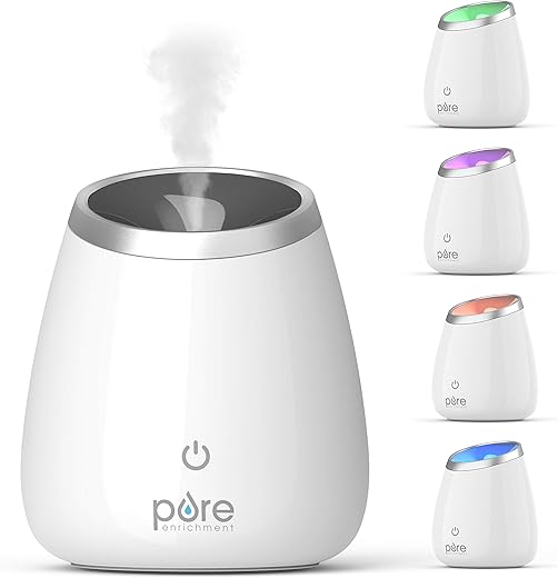 Pure Enrichment PureSpa Deluxe Ultrasonic Aromatherapy Oil Diffuser – 120ml Water Tank, Mood-Boosting Ionizer and Optional Color-Changing Light -…