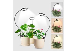 Wolezek 2 in 1 Grow Lights for Indoor Plants, 3 Colors Plant Lights with 360 Gooseneck, 48 LEDs Full Spectrum, 6/12/16H Timer, 5 Brightness, Black 3 Pack