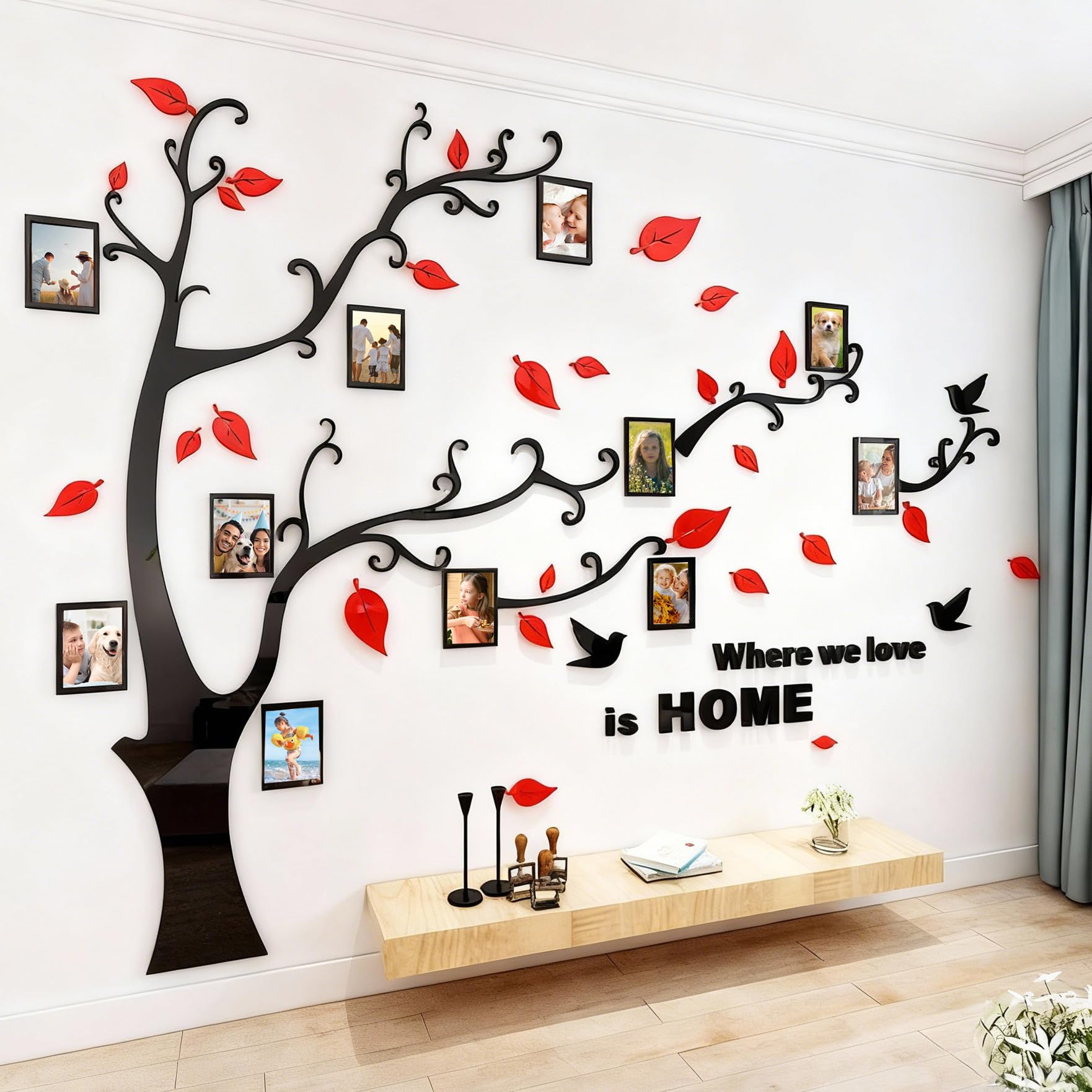Tree Wall Stickers 3D DIY Tree Wall Decal Art Murals Large Family Photo Frames Tree Decoration for Living Room Bedroom Restaurant Home Decor