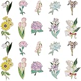 SUNNYCLUE 20Pcs 10 Styles Flower Enamel Pins Flowers Brooch Pin Bulk Metal Alloy Cartoon Plants Floral Sunflower Tulip Orchid Lapel Brooches for DIY Badges Clothing Jacket Bags Decoration Accessories