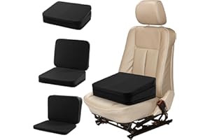 HOMBYS Adjustable Car Booster Seat for Short Drivers, 3 Heights for Different People, Adult Car Seat Cushions for Driving, Supportive Car Seat Pad for Lower Back Pain Reduce, (17"x12.8"x6.3", Black)