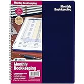 Adams Monthly Bookkeeping Record Book - 8.5" x 11" Spiral Bound 4 Column Ledger 128 Pages - Undated Accounting Ledger Book for Small Business, Payroll, Budget Tracking - Durable Poly Cover - 1 Unit