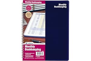 Adams Monthly Bookkeeping Record Book - 8.5" x 11" Spiral Bound 4 Column Ledger 128 Pages - Undated Accounting Ledger Book for Small Business, Payroll, Budget Tracking - Durable Poly Cover - 1 Unit