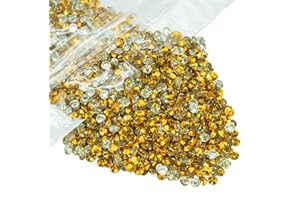 qiipii 5000PCS 4mm Bright Gold Resin Rhinestones for Crafts Clear Golden Flatback Jelly Rhinestones Bulk SS16 Non-Hotfix Golden Stones Diamonds Crystals Gems for Mugs Tumblers Bottles Cups DIY Crafts