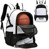 RTRYALN Basketball Backpack - Large Sports Equipment Bag with Ball Holder & Shoe Compartment for Basketball. (white)