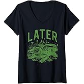 Womens Later Alligator Funny Saying Humor Joke Boys Kids Women Men V-Neck T-Shirt