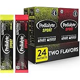 Pedialyte Sport Electrolyte Powder, Fast Hydration with 5 Key Electrolytes for Muscle Support Before, During, & After Exercise, 12 Lemon Lime & 12 Fruit Punch, 0.49-oz Packets (24 Count)