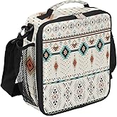 Funky Qiu Lunch Bag for Woman Man Indian Navajo Aztec Insulated LunchBox Tote Bag with Adjustable Strap Leakproof Meal Prep Container Lunch Cooler for School Work Office