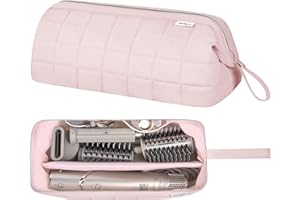 KarSyon Hair Tools Travel Bag Organizer for Dyson Airwrap Case Holder Shark Hair Dryer Flex Style Airstraight Brush Revlon Attachments Carrying Case Flat Curling Iron Bags (Pink)