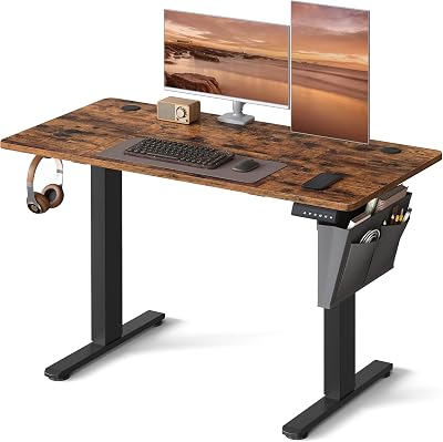 VASAGLE Electric Standing Desk 60x120 cm 72-120 cm 4 Memory Heights Rustic