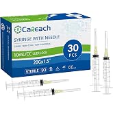 Careach 30 Packs 10mL Syringe with Needle 20 Gauge 1.5inch | Luer Lock Refilling Inks Individually Packaged