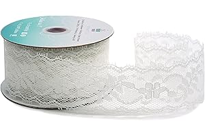 CT CRAFT LLC Lace Trim Ribbon 1.5" x 10 Yards White for Trimmings Sewing Home Decoration Gift Wrapping DIY Crafts Baby Shower Wedding Bouquet Cloth