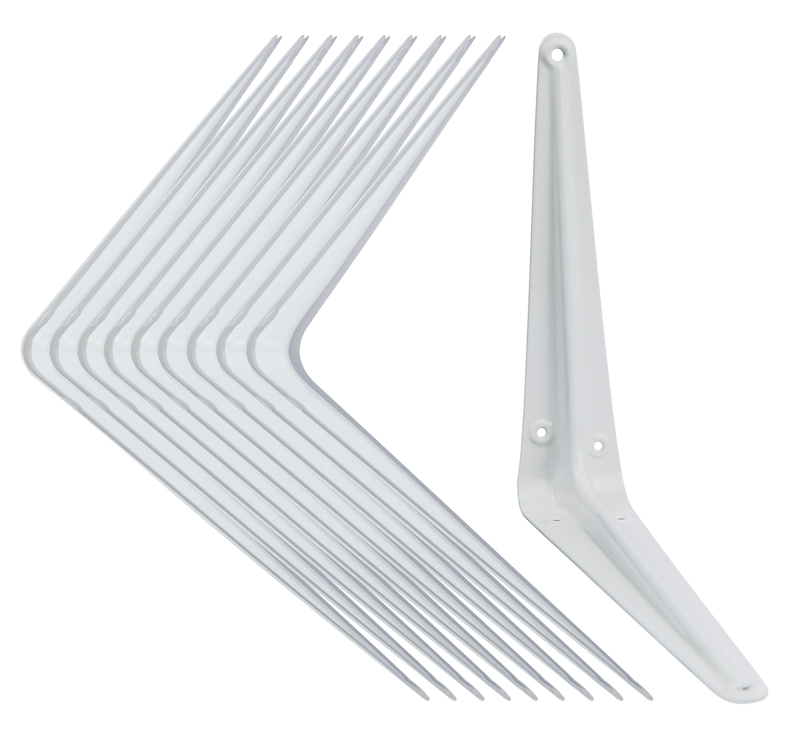 Shelf Brackets White 8 x 10 inch Pack of 10 Wall