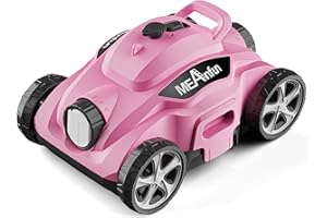 MEANFUN 2024 New Cordless Robotic Pool Vacuum Cleaner, Last 110 Mins & Clean 1076 Sq. Ft for Above Ground and Inground Pool Robot - 5800mah Automatic Parking Pools Cleaning Tools PC01 Pink