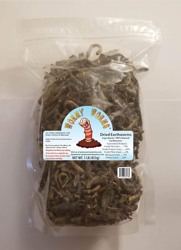 Natural Dried Large Earthworms for Turtles, Amphibians