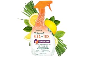 TropiClean Flea and Tick Treatment Spray for Cats & Home, Safely Treat, Prevent & Control by Contact, Powerful & Natural Defense, USA Made, 32oz