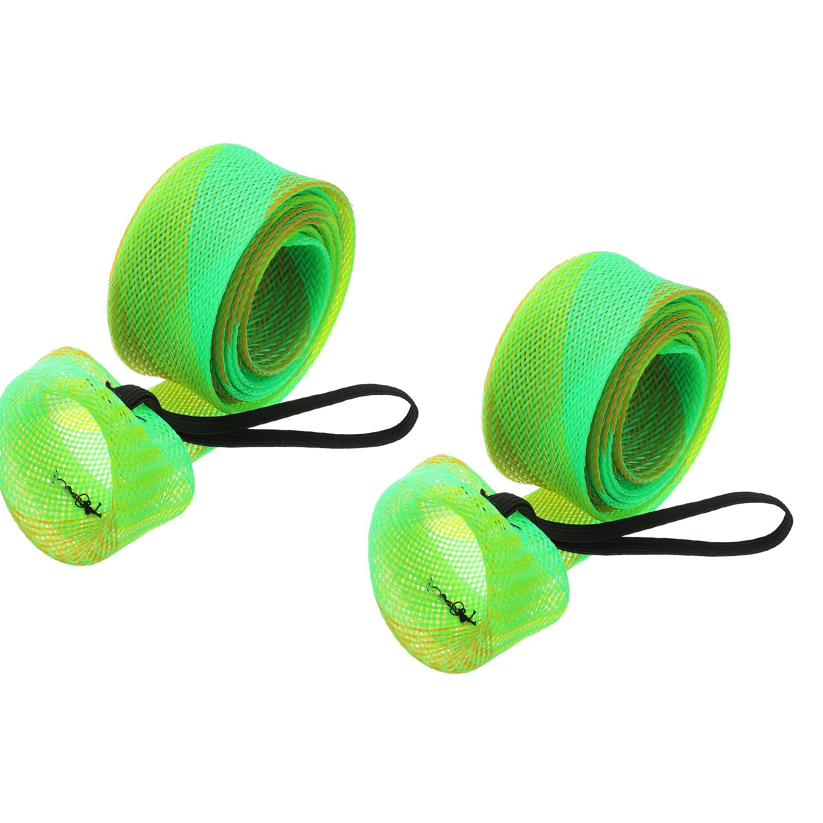 PATIKIL 75 Inch Rod Sock, 2 Pcs Fishing Rod Sleeve Cover Braided Mesh Pole Protector Gloves Fishing Tools Flat End for Spinning Fishing Rod Fly Rod Ice Rod Casting Rod, Green Gold
