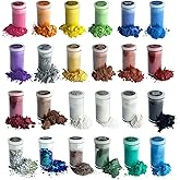 VITARIE Premium Mica Powder Pearlescent Pigment Set - for Epoxy Resin, Acrylic Paint, Bath Bombs, Soap Making, Nail Polish, Slime, Candle - 24 Colors / 0.11oz Each (20 Jars Mica + 4 Jars Glitter)