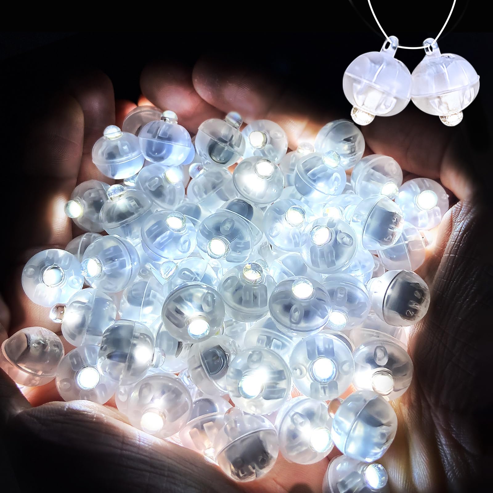 Photo 1 of 100PCs Mini Led Lights, Led Balloons Light for Party Decorations Neon Party Lights for Paper Lantern Easter Eggs Birthday Party Wedding Halloween Christmas Decoration(Glow steadily White)