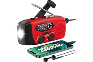 Tiemahun Emergency Solar Hand Crank Dynamo NOAA WB AM/FM Radio Hurricane Camping Survive Kit with 3-LED Flashlight 2000mAh 088FS Portable radios