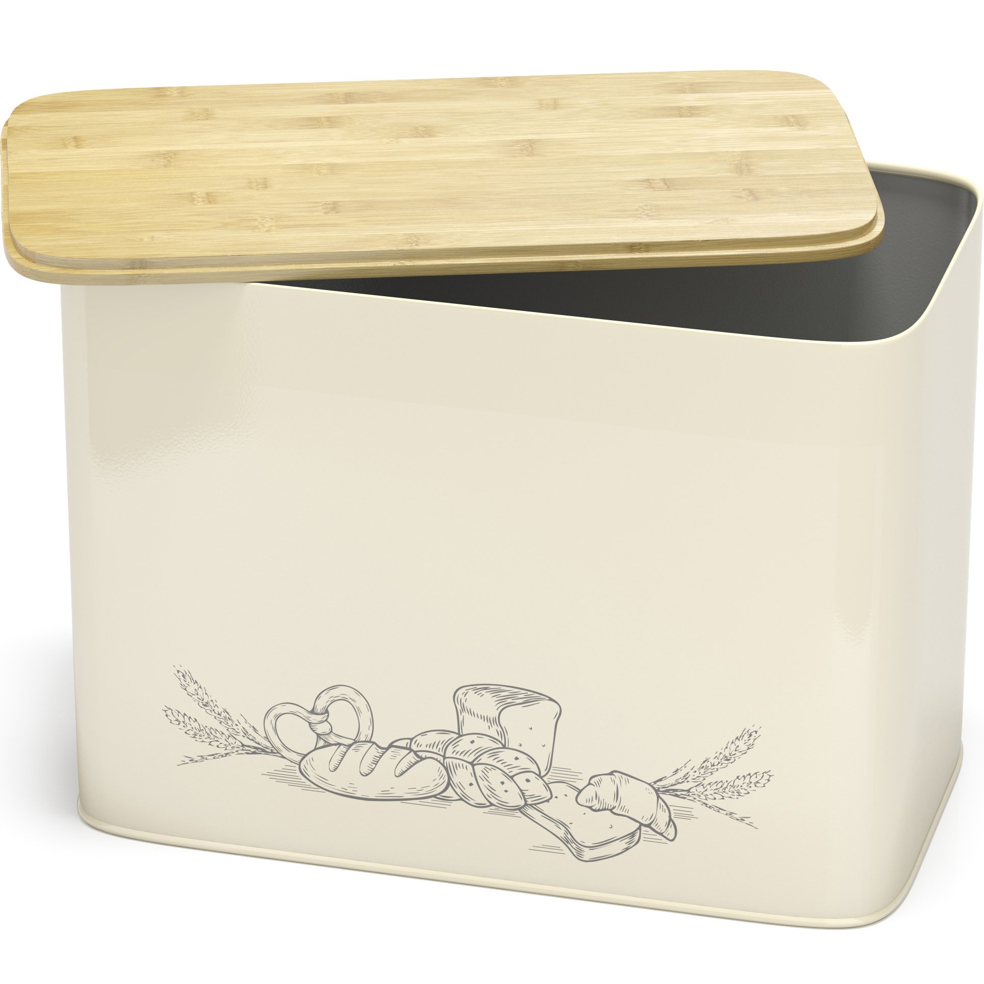 Space Saving Extra Large Vertical Bread Bin with Eco Bamboo Cutting