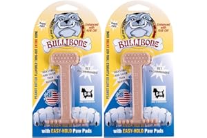 Bullibone Nylon Dog Chew Toy Nylon Bone - Improves Dental Hygiene, Easy to Grip Bottom, and Permeated with Flavor (Peanut Butter, Small - 2 Pack)