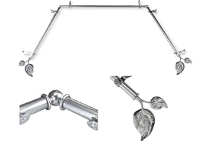 A&F ROD DÉCOR A&F Rod Decor - Leaf 13/16" Bay Window Curtain Rod - Satin Nickel