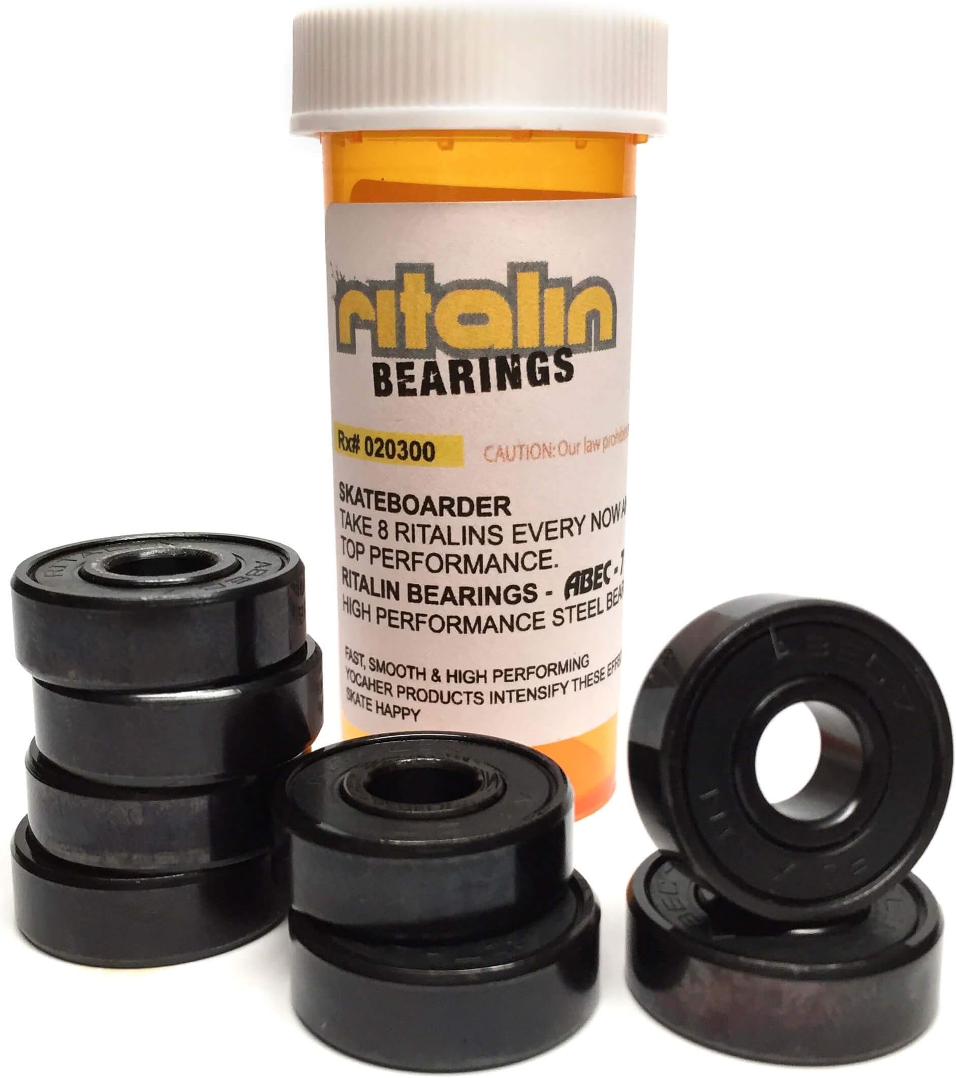 Ritalin Bearings 8mm ABEC 7 Black Skateboard Bearings
