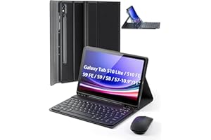 TUNKARMOR for Samsung Galaxy Tab S10 Lite / S10 FE / S9 FE / S9 / S8 10.9/11 inch Case with Keyboard (Not Compatible 12.4 inc