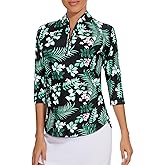 Cucuchy Womens Golf Shirt Quick Dry 3/4 Sleeve Quarter Zip Polo Workout Tops Tennis Shirts S-XXL