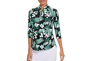 CUCUCHY STYLE Cucuchy Womens Golf Shirt Quick Dry 3/4 Sleeve Quarter Zip Polo Workout Tops Tennis Shirts S-XXL