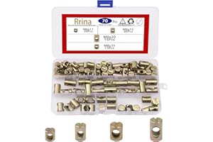 Rrina 70Pcs Metric M6 M8 Barrel Cross Dowel Slotted Nuts for Furniture Beds Chairs 4 Sizes