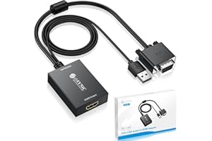 eSynic Portable VGA to HDMI Adapter-1080P Video Converter with USB Audio & Power Support- Mirror/Extend Modes for PC to Monit