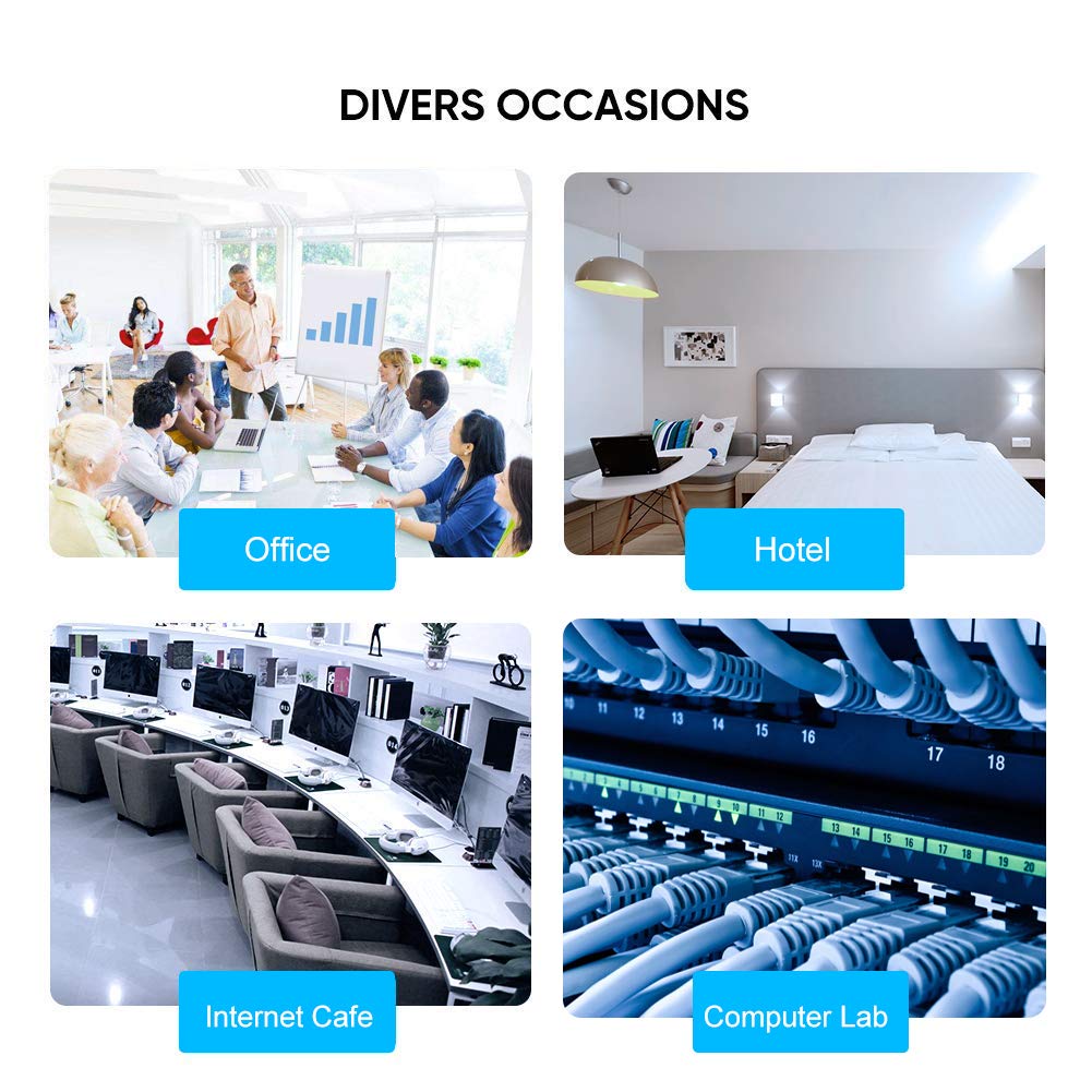 Cat 6 Ethernet Cable 10 Ft, High Speed RJ45 Ethernet Path Internet Cord Support Cat6/5e/5 for Router, Modem, Switch, Xbox, PC, 1Gbps, 250MHz, UTP, 24AWG, Black