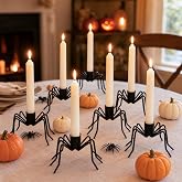 6 Pack Halloween Candle Holder - Metal Halloween Spider Candlestick Holders | Candle Stick Holders, Black Spider Taper Candle Holder for Halloween Decorations Indoor Table Centerpiece Decor Spooky Party