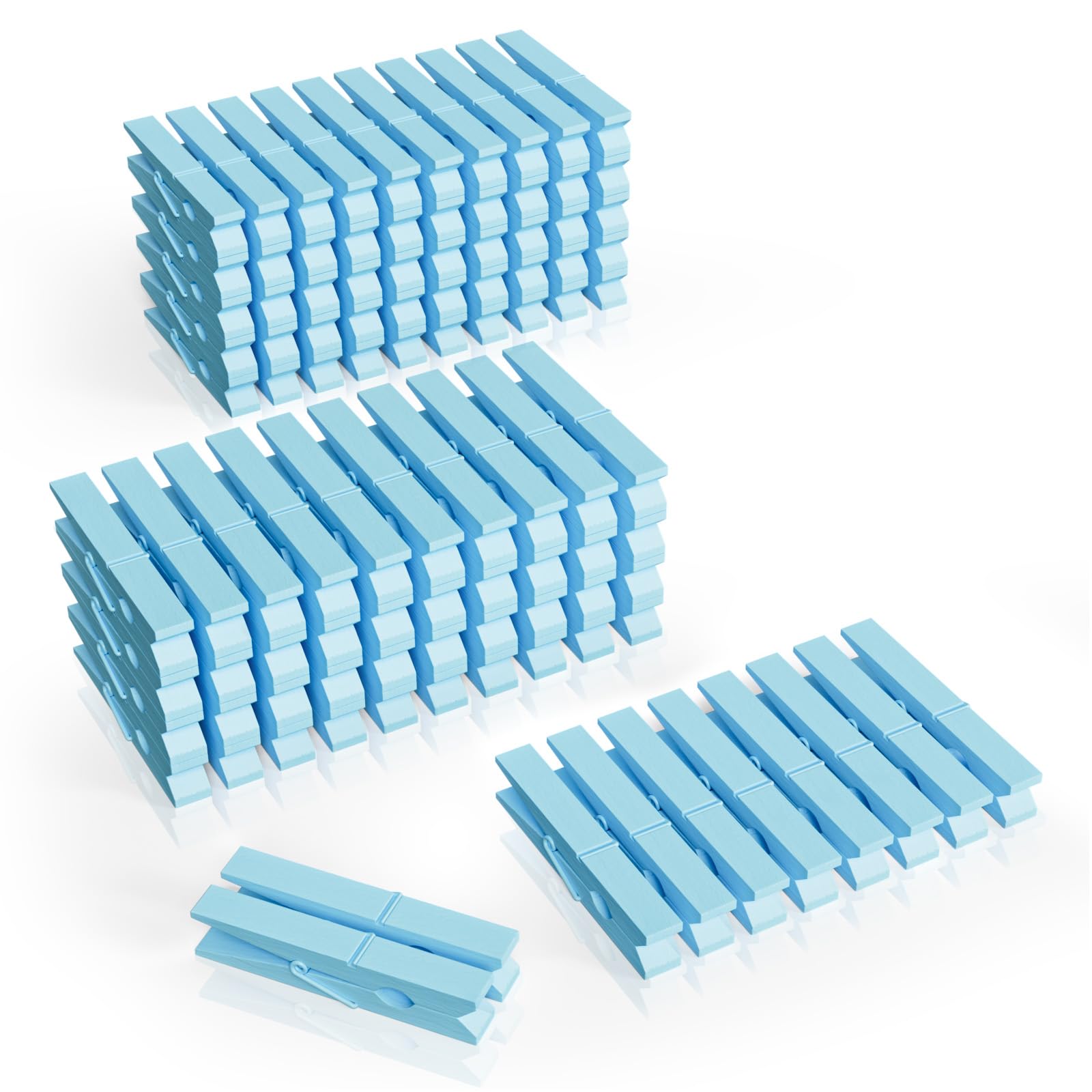 Photo 1 of 100Pcs Clothes Pins Wooden, 2.9 Inch Colored Clothespins for Crafts, Blue Colorful Clothespins for Hanging Clothes Picture Turquoise Blue